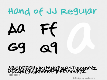 Hand of JJ Version 1.00 December 6, 2013, initial release, www.yourfonts.com图片样张