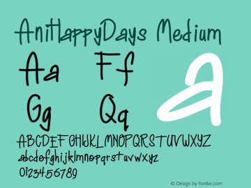 AniHappyDays Version 001.000 Font Sample