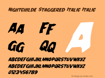 Nightchilde Staggered Italic Version 1.0; 2013图片样张