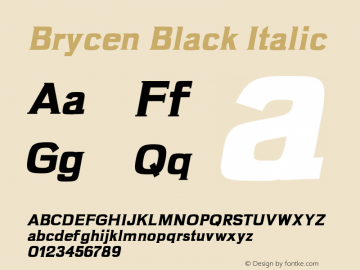 Brycen-BlackItalic Version 1.0 Font Sample