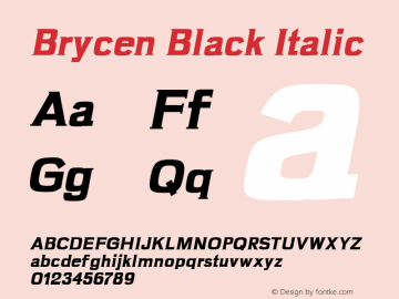 Brycen Black Italic Version 1.0 Font Sample