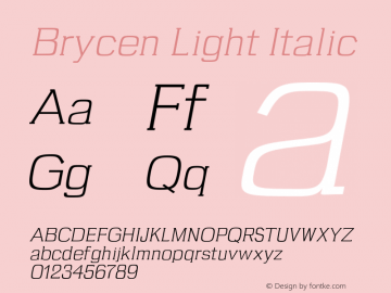 Brycen-LightItalic Version 1.0 Font Sample