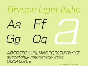 Brycen Light Italic Version 1.0图片样张