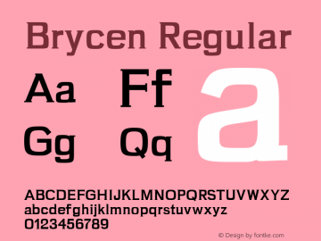 Brycen Regular Version 1.0 Font Sample