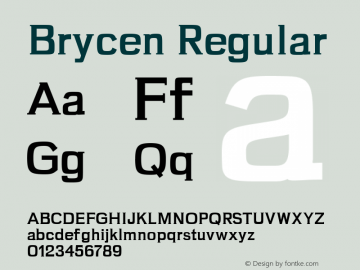Brycen Regular Version 1.0 Font Sample