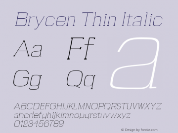 Brycen Thin Italic Version 1.0图片样张
