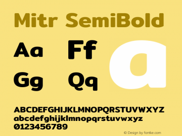 Mitr-SemiBold Version 1.002 Font Sample