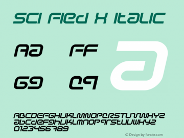 Sci Fied X Italic Version 1.1 Font Sample