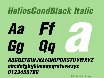 HeliosCondBlack Italic Version 4.100;PS 001.001;hotconv 1.0.38 Font Sample