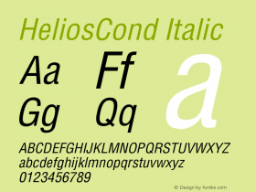 HeliosCond Italic Version 1.100;PS 001.001;hotconv 1.0.38 Font Sample