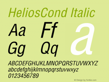 HeliosCond Italic Version 1.100;PS 001.001;hotconv 1.0.38 Font Sample