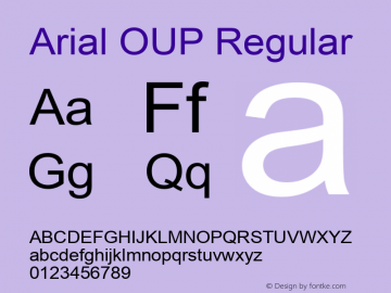 Arial OUP V1.00 May 1993. Oxford University Press.Unencoded. Font Sample