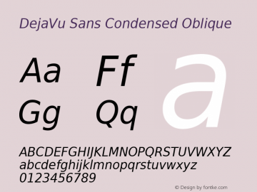 DejaVu Sans Condensed Oblique Version 2.37 Font Sample