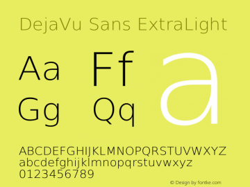 DejaVu Sans ExtraLight Version 2.37 Font Sample