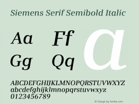 SiemensSerif-SemiboldItalic Version 1.000;PS 5.00;hotconv 1.0.38 Font Sample