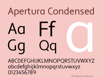 Apertura-Condensed Version 1.000 2008 initial release Font Sample