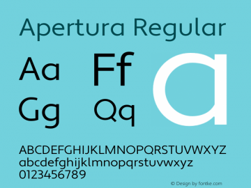 Apertura-Regular Version 1.000 2008 initial release Font Sample