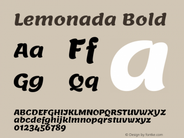 Lemonada Bold Version 4.002 Font Sample