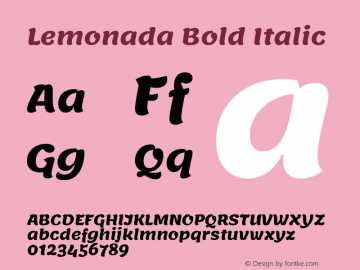 Lemonada Bold Italic Version 4.002 Font Sample