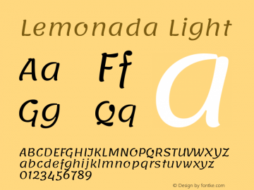 Lemonada Light Version 4.002 Font Sample