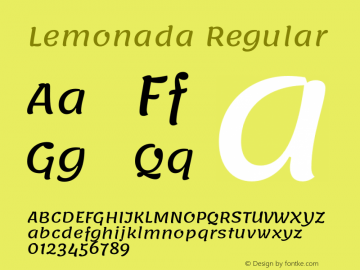 Lemonada Regular Version 4.002;PS 004.002;hotconv 1.0.88;makeotf.lib2.5.64775 Font Sample