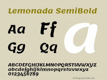 Lemonada SemiBold Version 4.002;PS 004.002;hotconv 1.0.88;makeotf.lib2.5.64775 Font Sample
