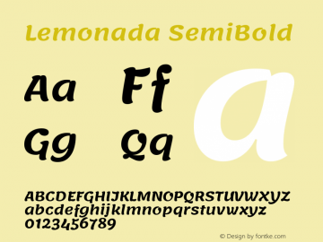 Lemonada SemiBold Version 4.002 Font Sample