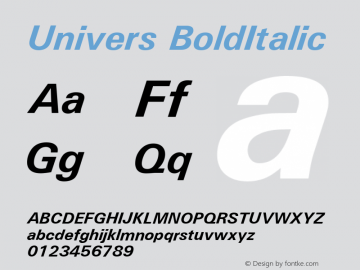 UniversBoldItalic Macromedia Fontographer 4.1.5 2/26/03 Font Sample