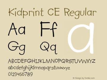 Kidprint CE Version 1.25 - March 22, 1996 Font Sample