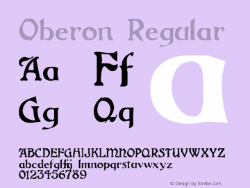 Oberon Regular Macromedia Fontographer 4.1 26/04/2005 Font Sample
