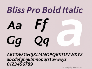 BlissPro-BoldItalic Version 1.001 Font Sample
