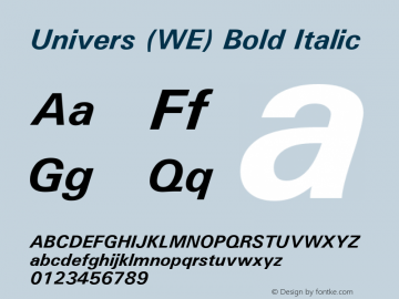 Univers (WE) Bold Italic 19: 94024图片样张