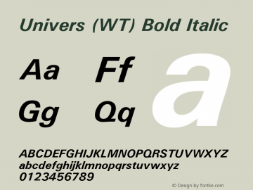 Univers (WT) Bold Italic 19: 94024图片样张