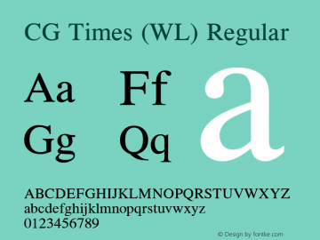 CG Times (WL) 19: 92500 Font Sample
