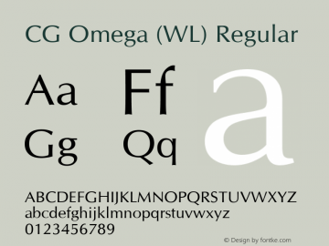 CG Omega (WL) 19: 92506 Font Sample