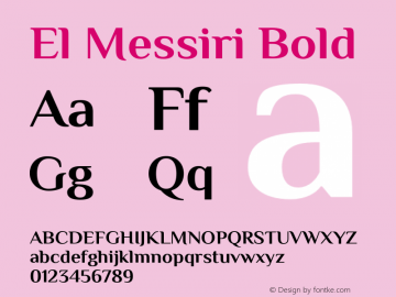 El Messiri Bold Version 2.008;PS 002.008;hotconv 1.0.88;makeotf.lib2.5.64775 Font Sample