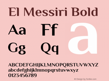 El Messiri Bold Version 2.008 Font Sample