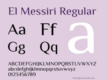 El Messiri Regular Version 2.008;PS 002.008;hotconv 1.0.88;makeotf.lib2.5.64775 Font Sample