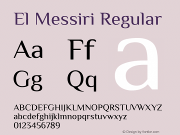 El Messiri Regular Version 2.008 Font Sample