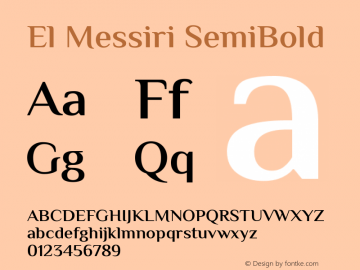 El Messiri SemiBold Version 2.008 Font Sample