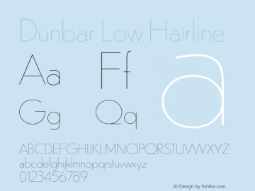 DunbarLow Hairline Version 1.000;PS 1.0;hotconv 1.0.86;makeotf.lib2.5.63406 Font Sample