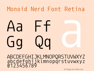 Monoid Retina Nerd Font Complete Version 0.62;Nerd Fonts 1.1. Font Sample