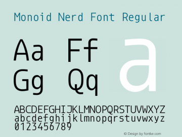 Monoid Regular Nerd Font Complete Version 0.61;Nerd Fonts 1.1. Font Sample