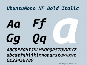 Ubuntu Mono Bold Italic Nerd Font Complete Windows Compatible Version 0.80图片样张