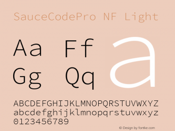 Sauce Code Pro Light Nerd Font Complete Windows Compatible Version 2.010;PS 1.000;hotconv 1.0.84;makeotf.lib2.5.63406图片样张