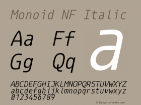 Monoid Italic Nerd Font Complete Mono Windows Compatible Version 0.61;Nerd Fonts 1.1.图片样张