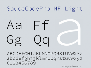 Sauce Code Pro Light Nerd Font Complete Mono Windows Compatible Version 2.010;PS 1.000;hotconv 1.0.84;makeotf.lib2.5.63406图片样张