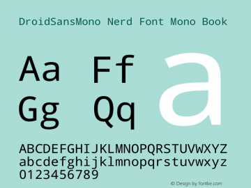 Droid Sans Mono Nerd Font Complete Mono Version 1.00 build 113 Font Sample