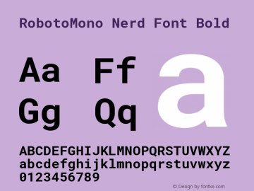 Roboto Mono Bold Nerd Font Complete Version 2.000986; 2015; ttfautohint (v1.3) Font Sample