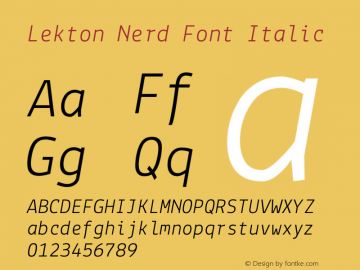 Lekton-Italic Nerd Font Complete Version 3.000图片样张